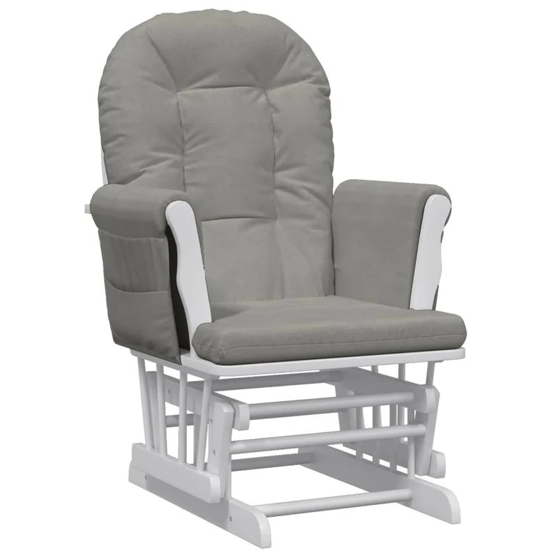 Fauteuil de relaxation chaise berçante d'allaitement avec repose-pieds et tissu gris clair DEC028738