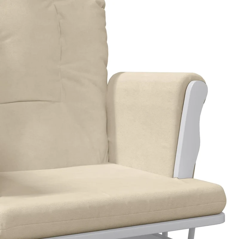 Fauteuil de relaxation chaise berçante d'allaitement avec repose-pieds en tissu crème et bois DEC028732