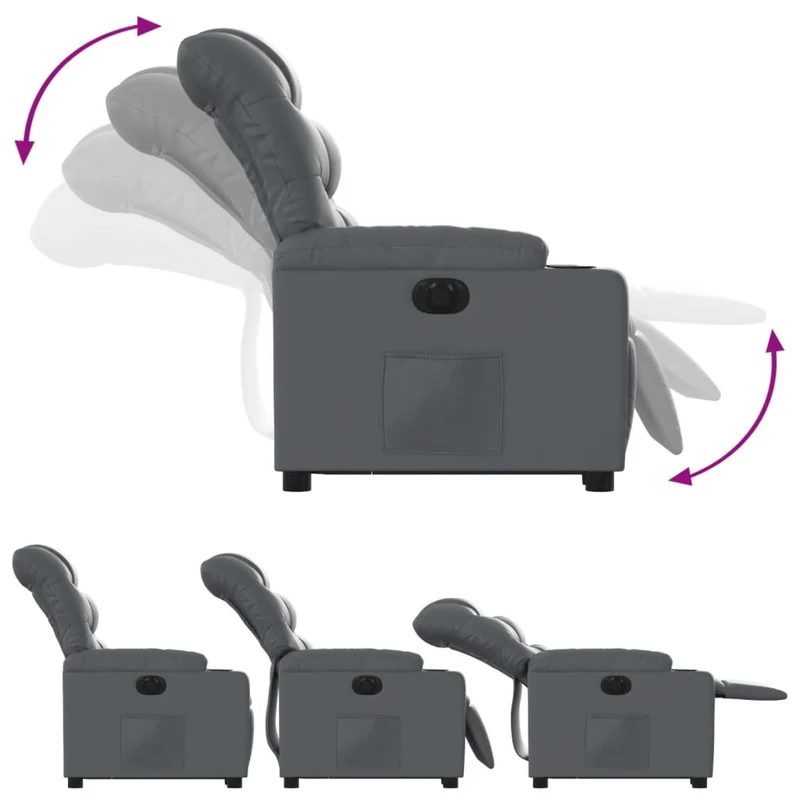 Fauteuil relax TV fonction de levage électrique très confortable en PVC gris DEC028379