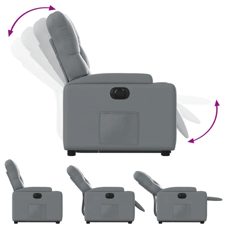 Fauteuil relax TV fonction de levage électrique très confortable en PVC gris DEC028377