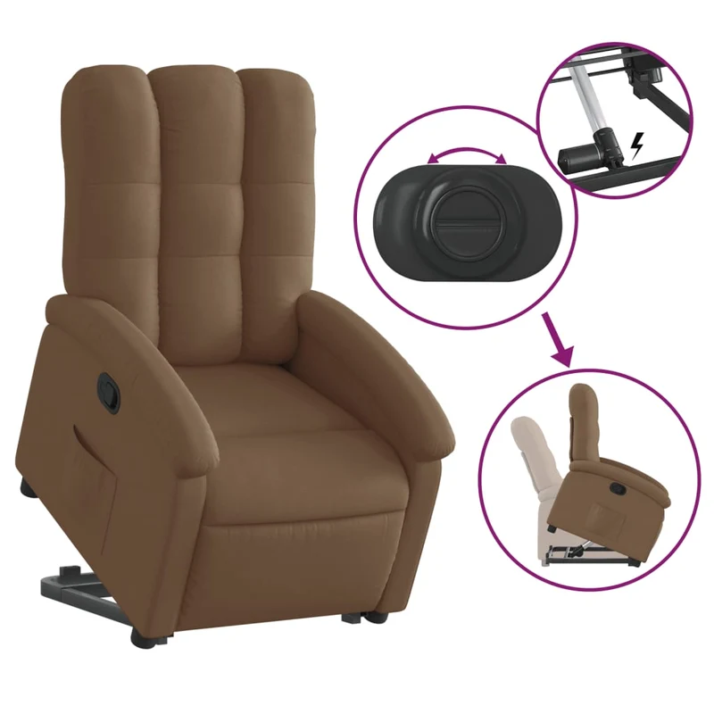 Fauteuil relax TV rembourrage confortable levage électrique en tissu marron DEC028051