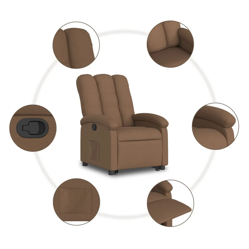 Fauteuil relax TV rembourrage confortable levage électrique en tissu marron DEC028051