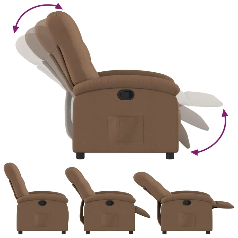 Fauteuil relax TV rembourrage confortable inclinaison manuelle en tissu marron DEC028035