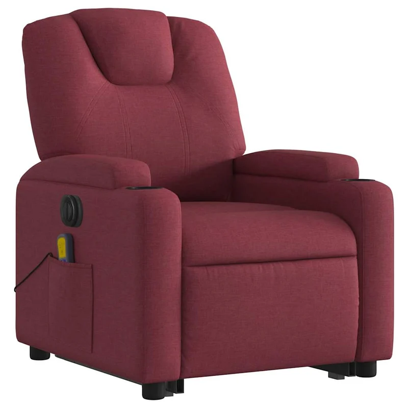 Fauteuil de relaxation fonction massage et inclinable levage électrique en tissu rouge bordeaux DEC027842