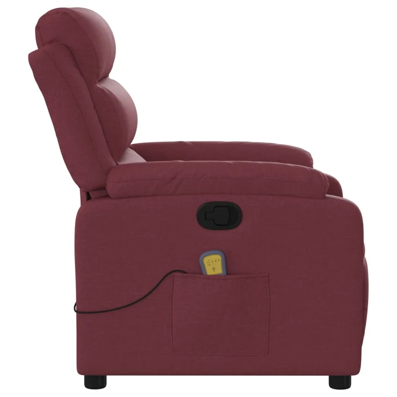Fauteuil de relaxation TV fonction massage inclinable inclinaison manuelle en tissu rouge bordeaux DEC027097