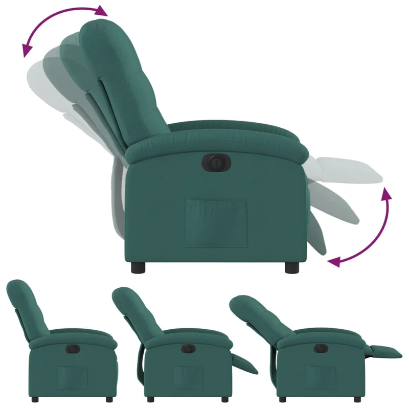 Fauteuil relax TV fonction d'inclinaison électrique très confortable en tissu vert foncé DEC028604