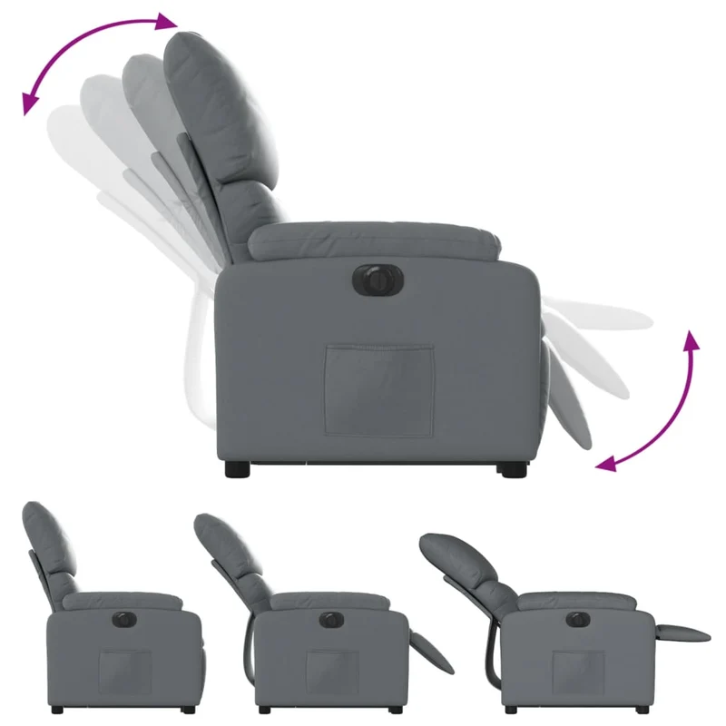 Fauteuil relax TV fonction de levage électrique très confortable en PVC gris DEC028378