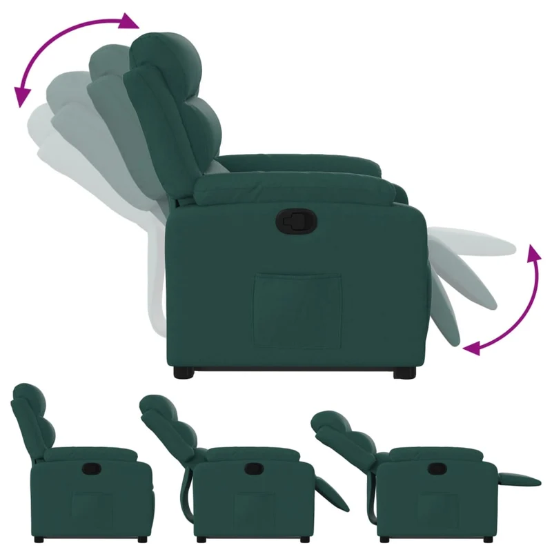 Fauteuil relax TV rembourrage confortable fonction de levage électrique en tissu vert foncé DEC028230