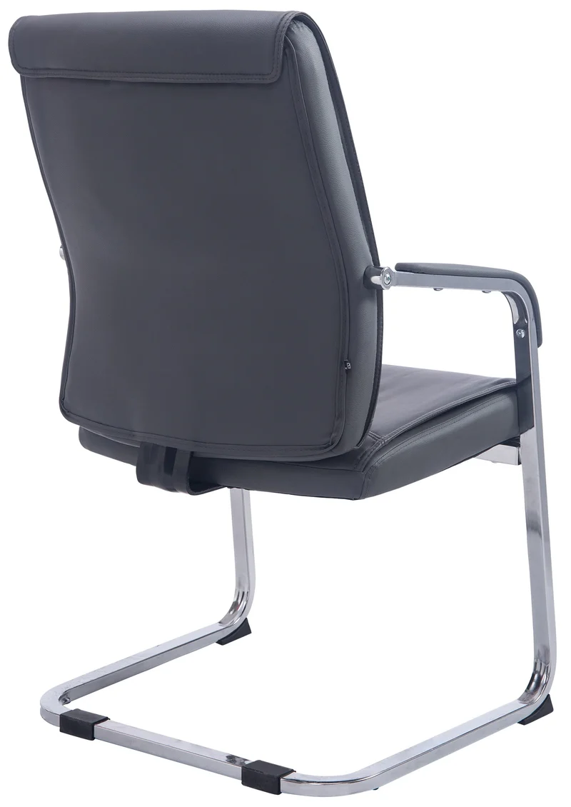 Fauteuil de bureau sans roulettes chaise visiteur sans roulettes jusqu'à 260kg en PVC gris 10_0002773