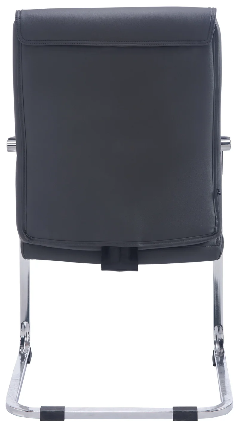 Fauteuil de bureau sans roulettes chaise visiteur sans roulettes jusqu'à 260kg en PVC gris 10_0002773
