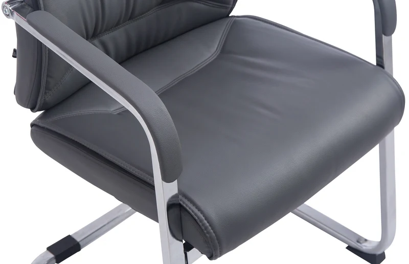 Fauteuil de bureau sans roulettes chaise visiteur sans roulettes jusqu'à 260kg en PVC gris 10_0002773
