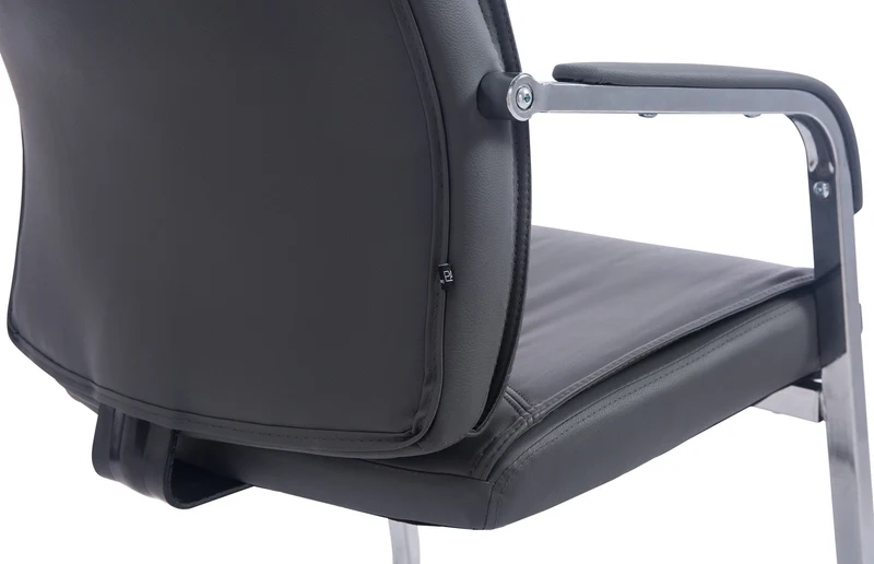 Fauteuil de bureau sans roulettes chaise visiteur sans roulettes jusqu'à 260kg en PVC gris 10_0002773