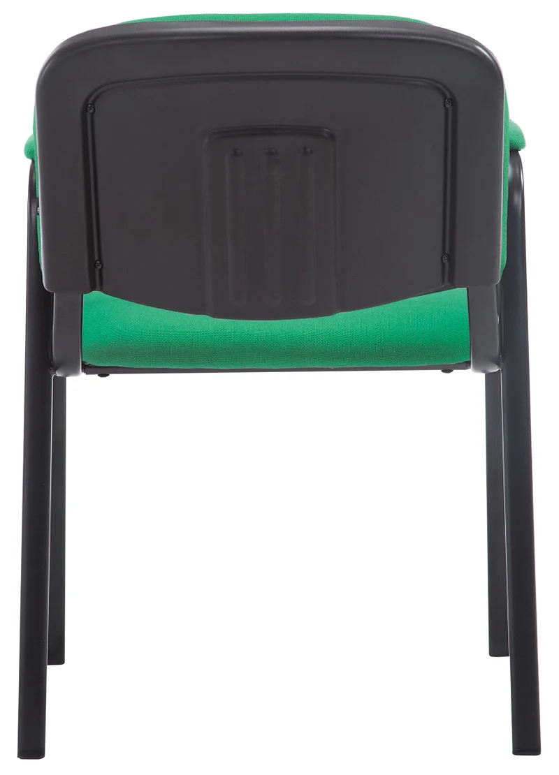 Chaise visiteur avec accoudoirs intégrés zone d'attente en tissu vert piètement à 4 pieds en métal noir 10_0003388