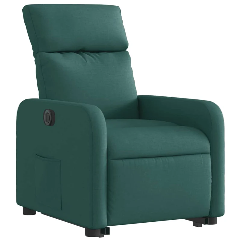 Fauteuil relax TV fonction de levage électrique très confortable en tissu vert foncé DEC028609