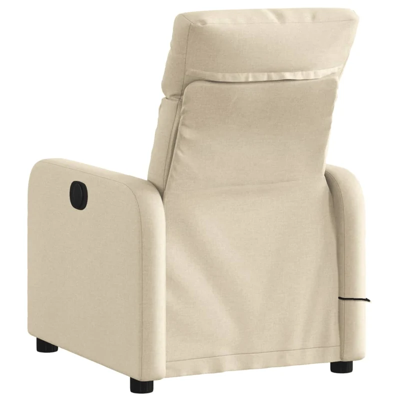 Fauteuil de relaxation TV fonction massage inclinable en tissu crème DEC026895