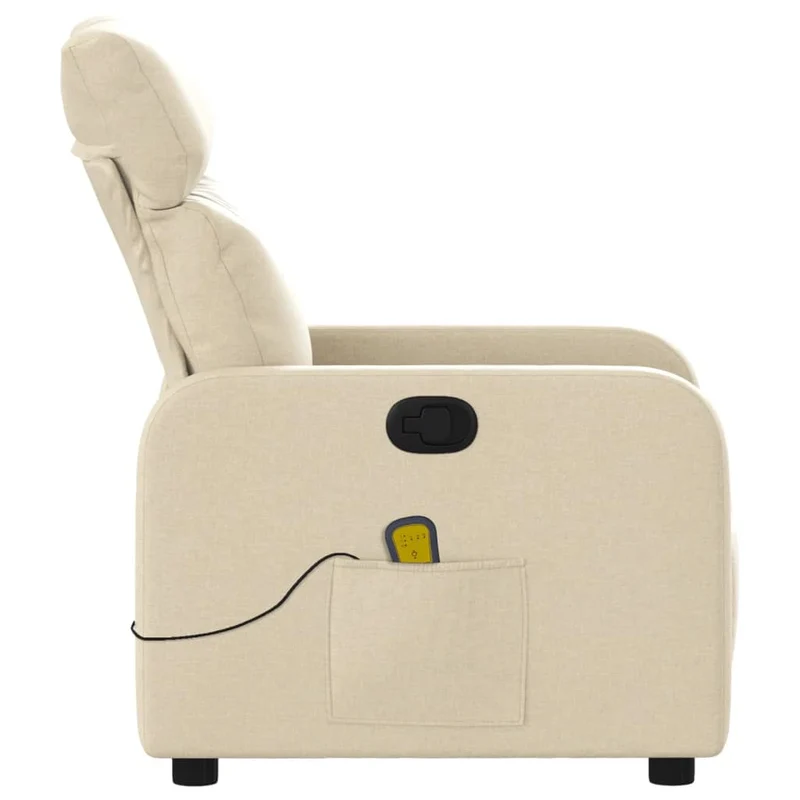 Fauteuil de relaxation TV fonction massage inclinable en tissu crème DEC026895