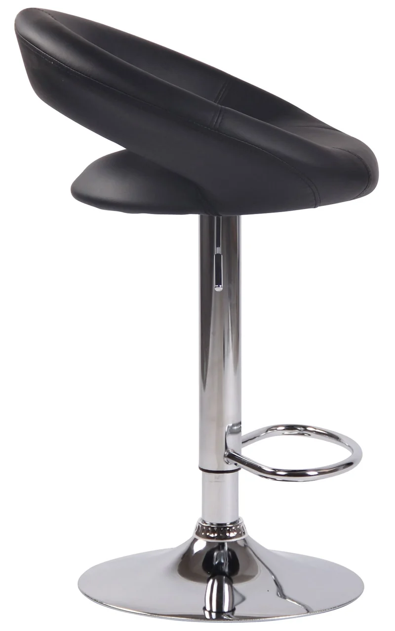 Lot de 2 tabourets de bar en synthétique noir design moderne base métal aspect chromé TDB10558