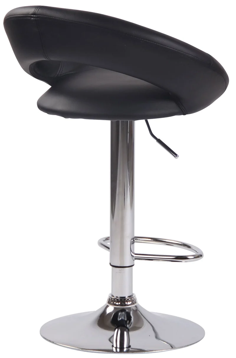 Lot de 2 tabourets de bar en synthétique noir design moderne base métal aspect chromé TDB10558