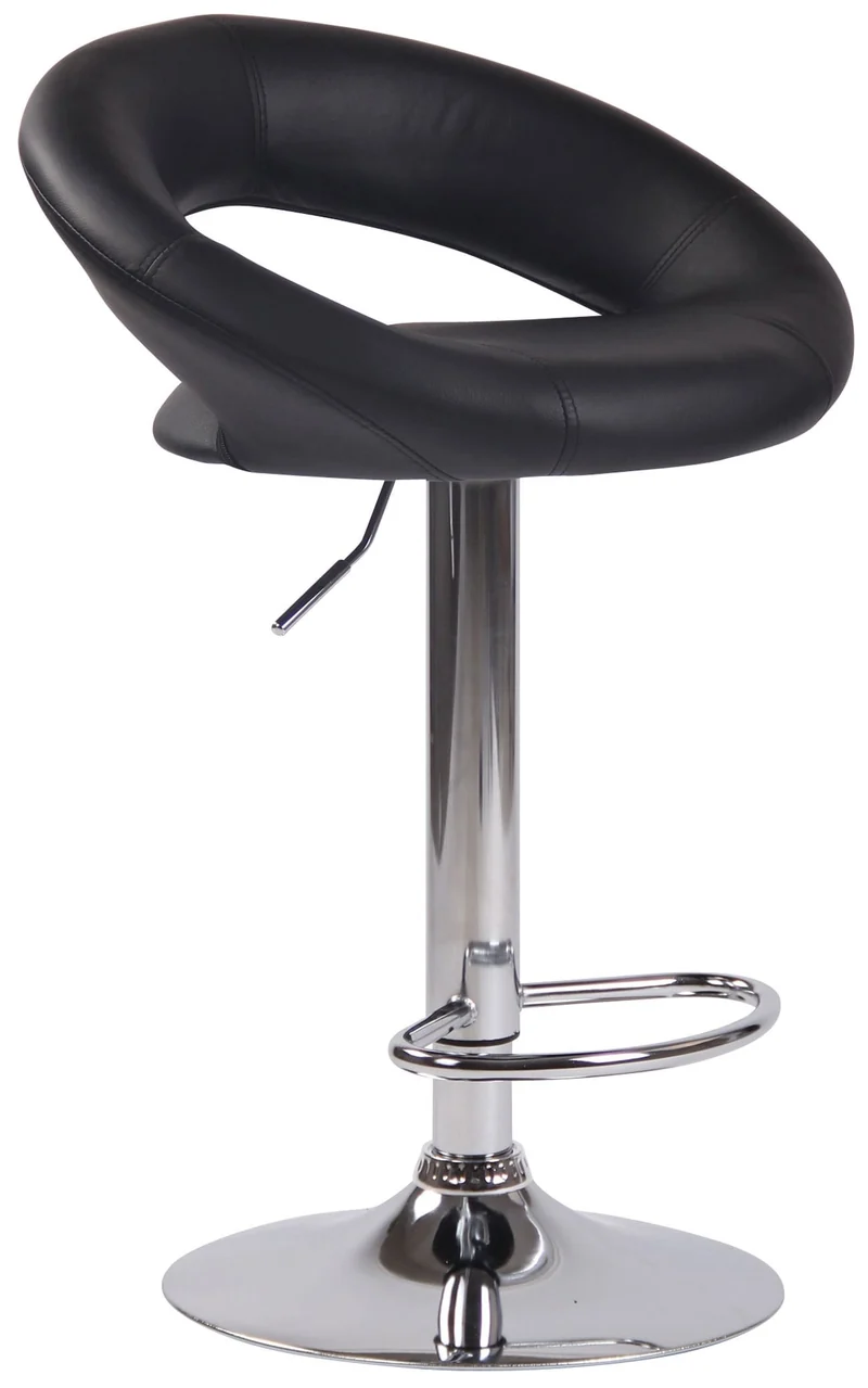 Lot de 2 tabourets de bar en synthétique noir design moderne base métal aspect chromé TDB10558