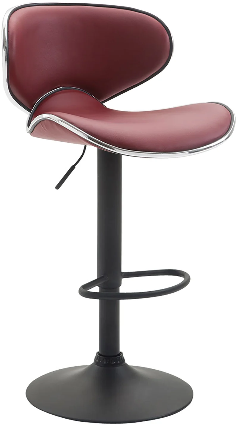 Lot de 2 tabourets de bar design contemporain pieds en métal noir assise en synthétique bordeaux 10_0000338