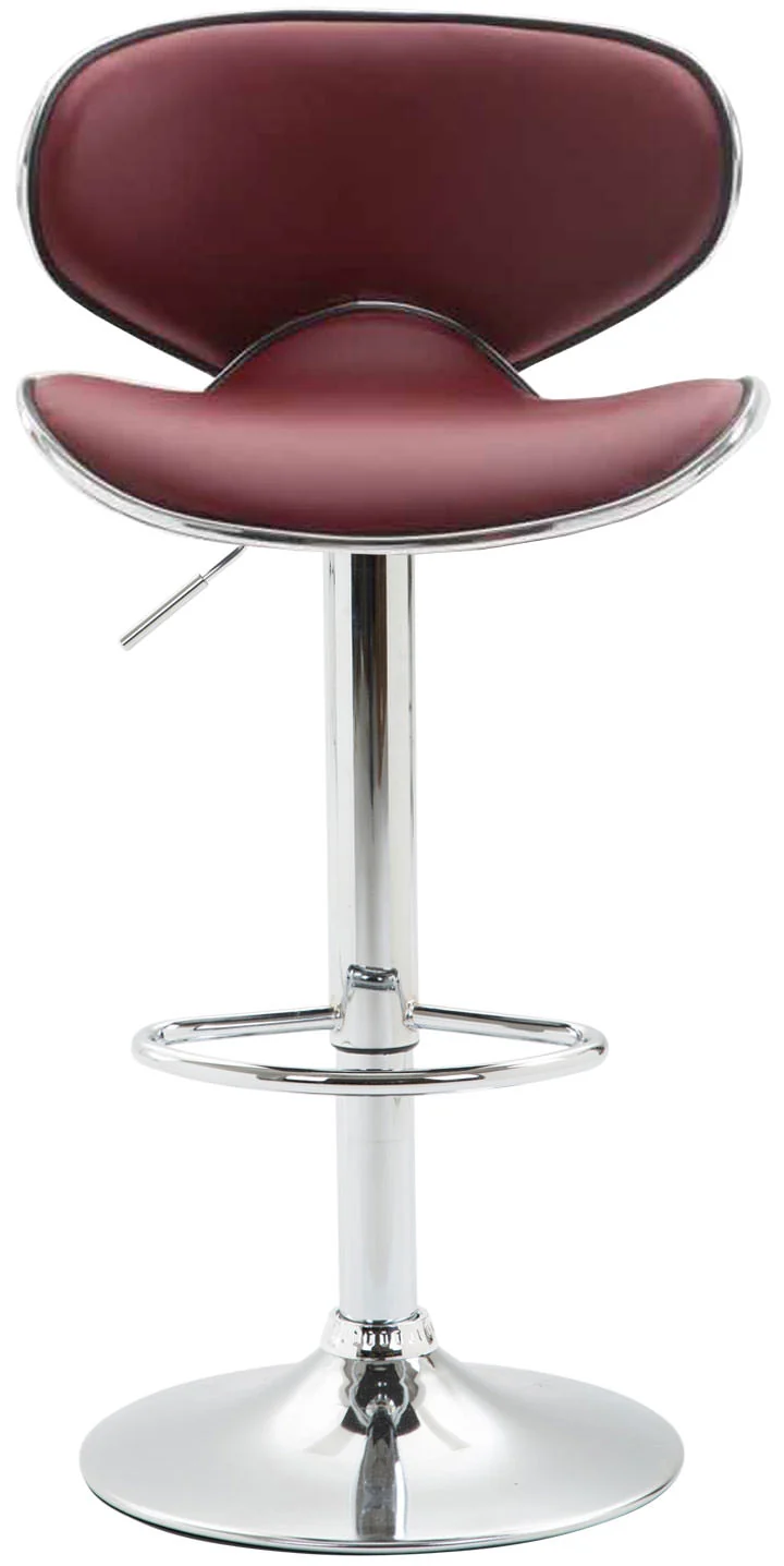 Tabouret de bar chaise de bar hauteur réglable avec repose pieds en synthétique bordeaux et métal 10_0000214
