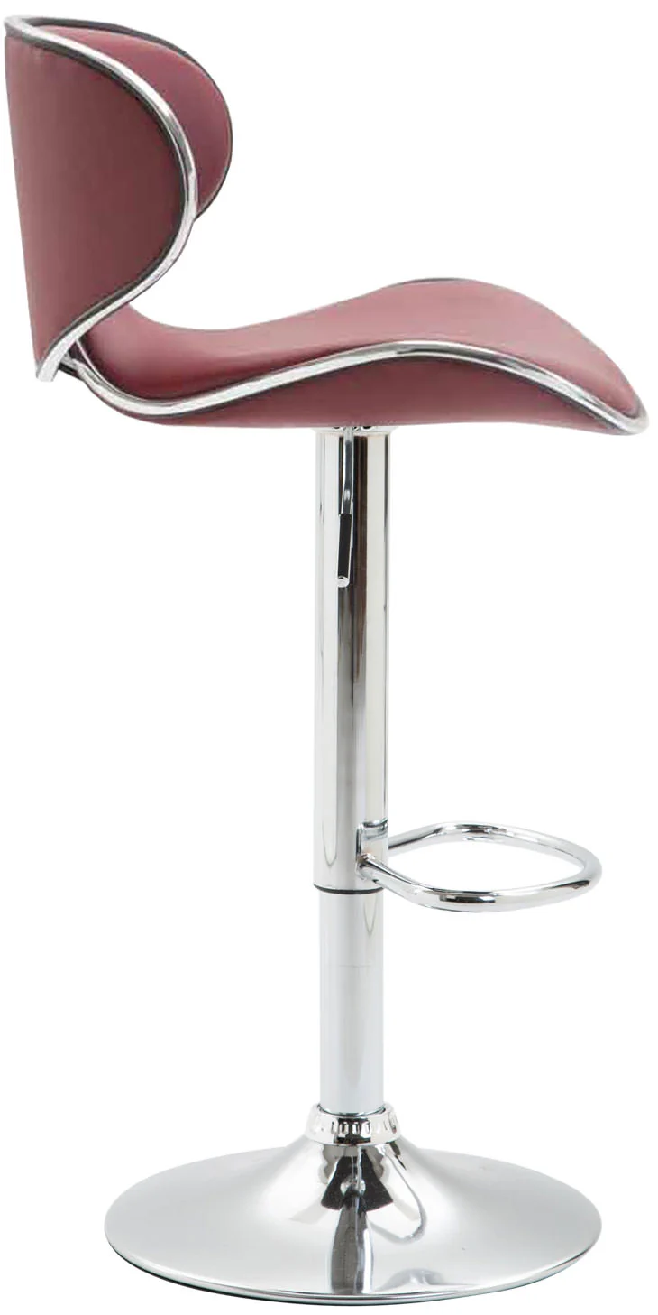 Tabouret de bar chaise de bar hauteur réglable avec repose pieds en synthétique bordeaux et métal 10_0000214