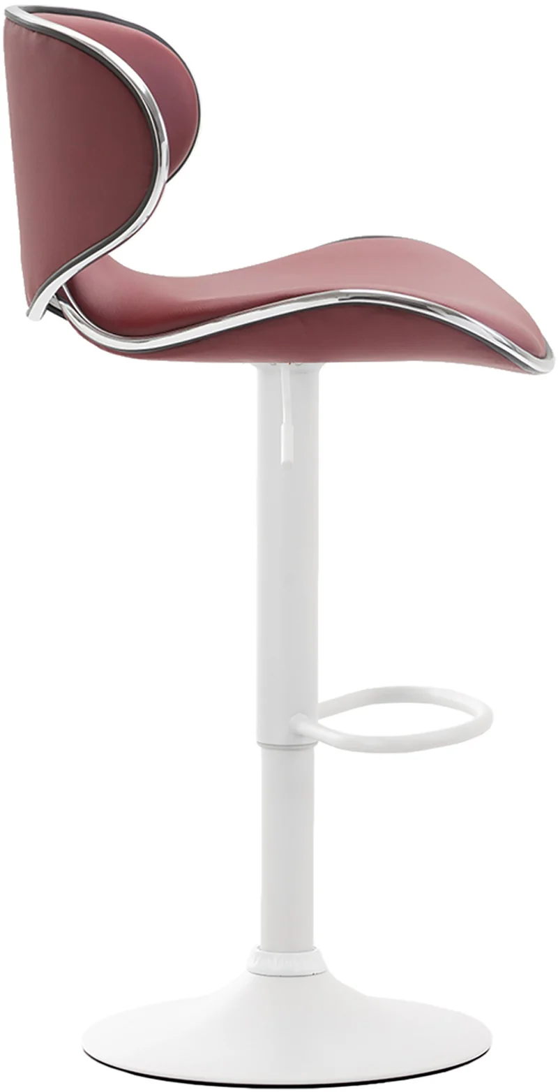 Tabouret de bar x1 sièges modernes aux lignes ondulées en PVC bordeaux pied trompette métal blanc 10_0005672