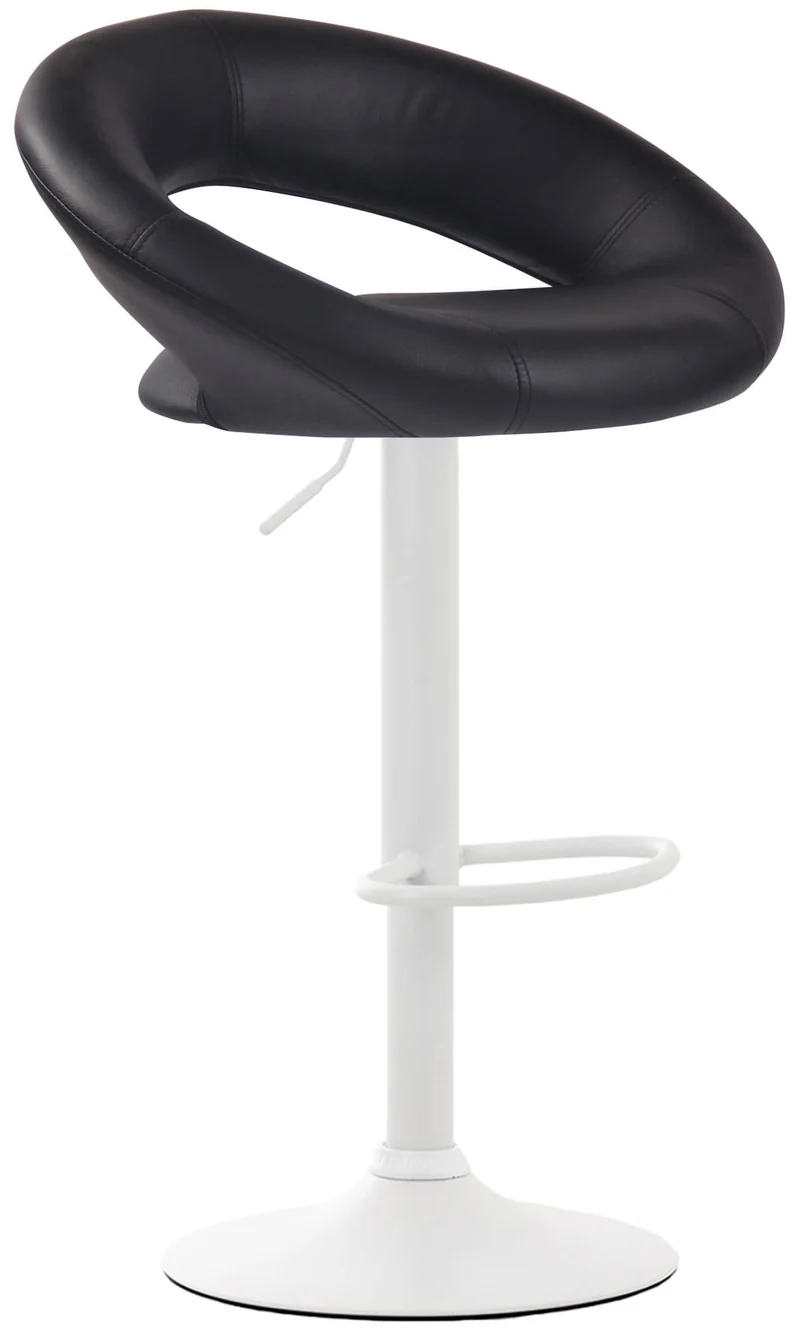 Lot de 2 tabourets de bar en synthétique noir design moderne base métal blanc mat TDB10555