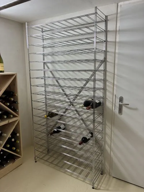 Casier à vin chromé grande capacité de 100 à 216 bouteilles
