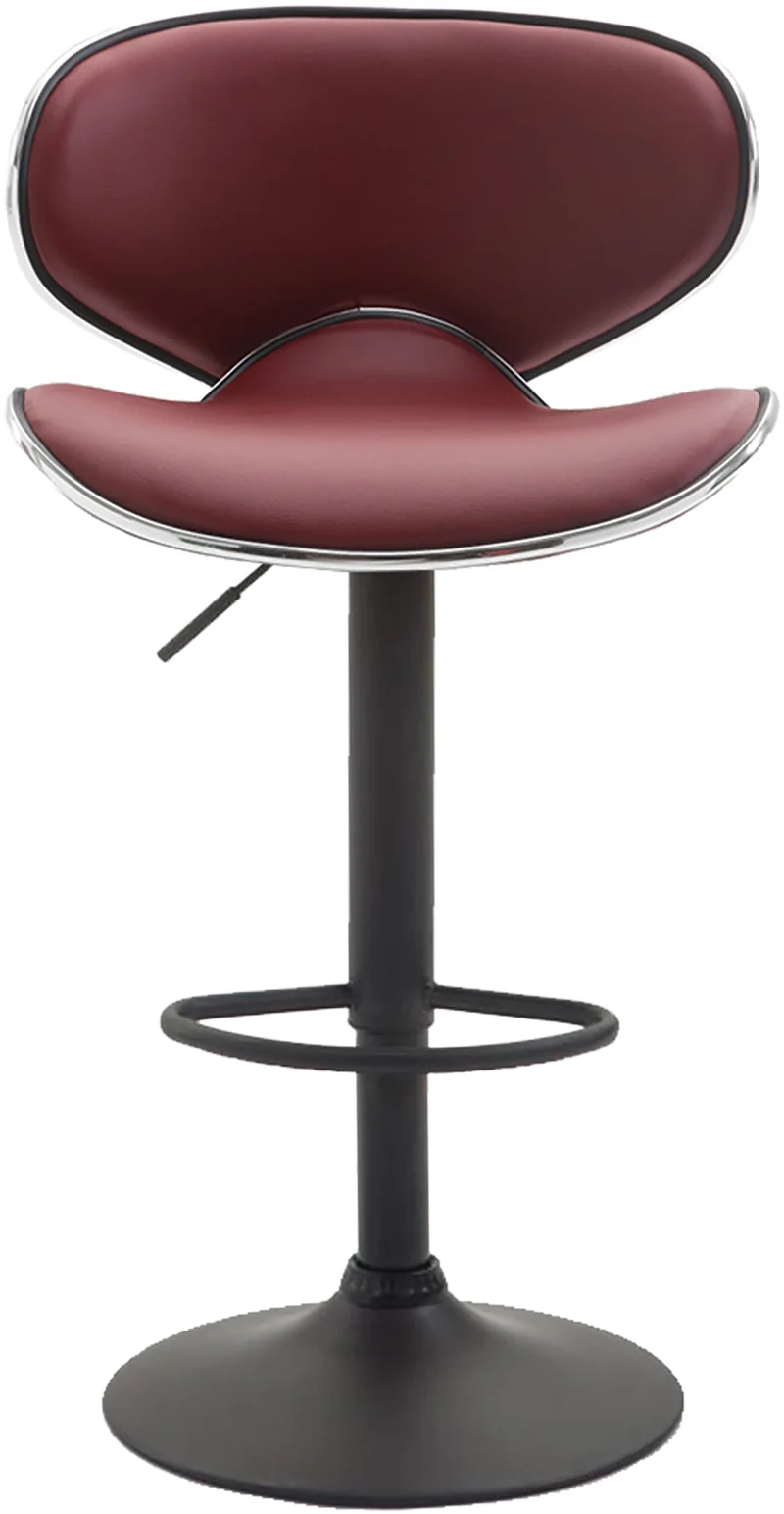Tabouret de bar x1 sièges modernes aux lignes ondulées en PVC bordeaux pied trompette métal noir 10_0005678