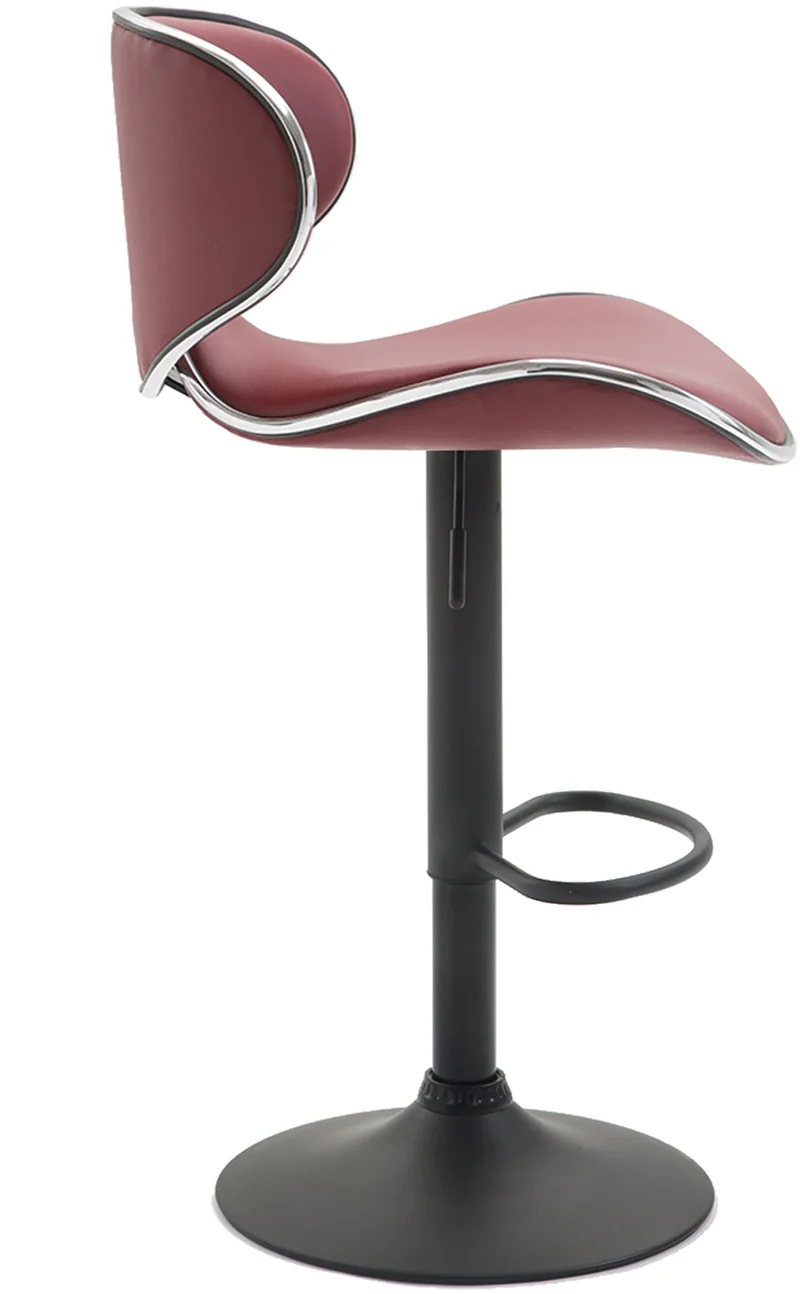 Tabouret de bar x1 sièges modernes aux lignes ondulées en PVC bordeaux pied trompette métal noir 10_0005678