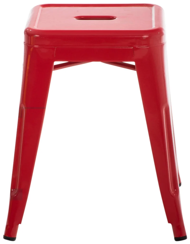 Tabouret bas design industriel hauteur fixe 46 cm en métal rouge 10_0005493