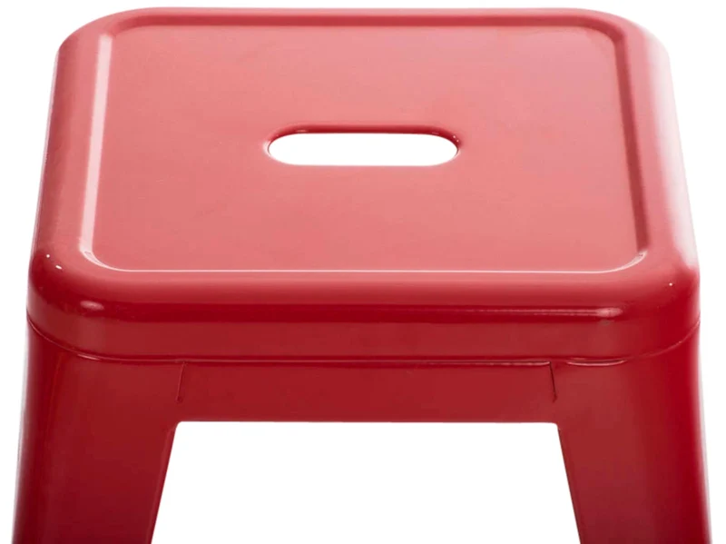 Tabouret bas design industriel hauteur fixe 46 cm en métal rouge 10_0005493