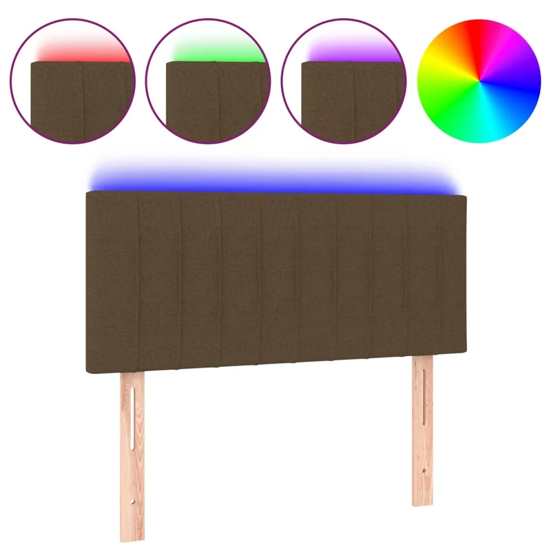 Tête de lit accessoire couchage chambre à coucher meuble à LED 90 x 5 x 78/88 cm tissu marron foncé TDL0200780