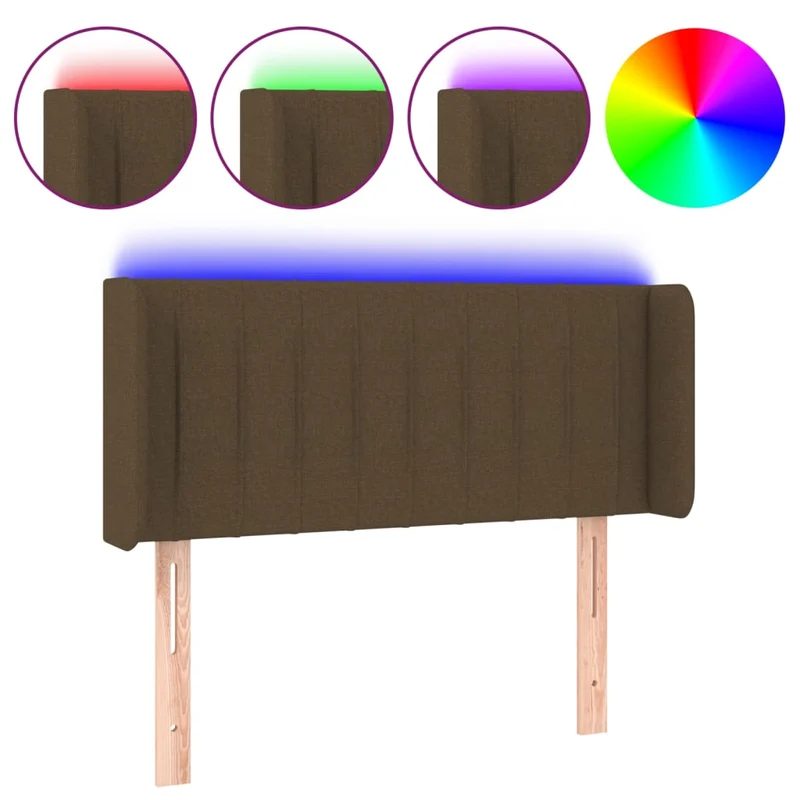 Tête de lit accessoire couchage chambre à coucher meuble à LED 93 x 16 x 78/88 cm tissu marron foncé TDL0200769