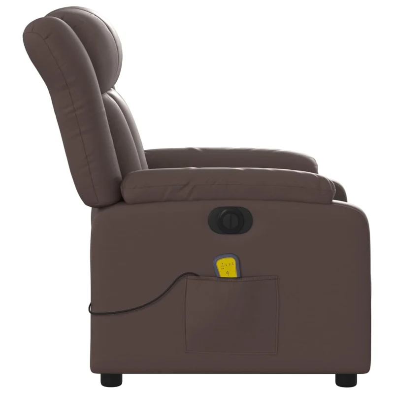 Fauteuil de relaxation TV fonction massage inclinable électrique 6 points de massage en PVC marron DEC027206