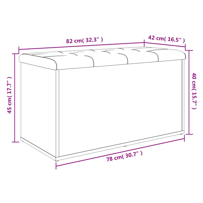 Banc banquette avec espace de rangement couleur sonoma gris 82 x 42 x 45 cm bois d'ingénierie DEC024808