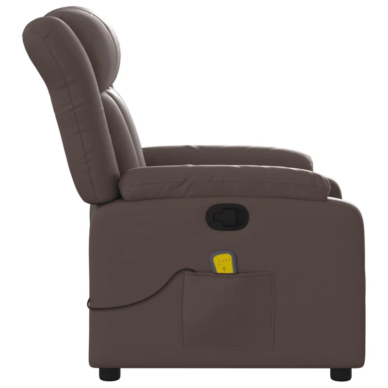 Fauteuil de relaxation TV fonction massage inclinable 6 points de massage en PVC marron DEC027001