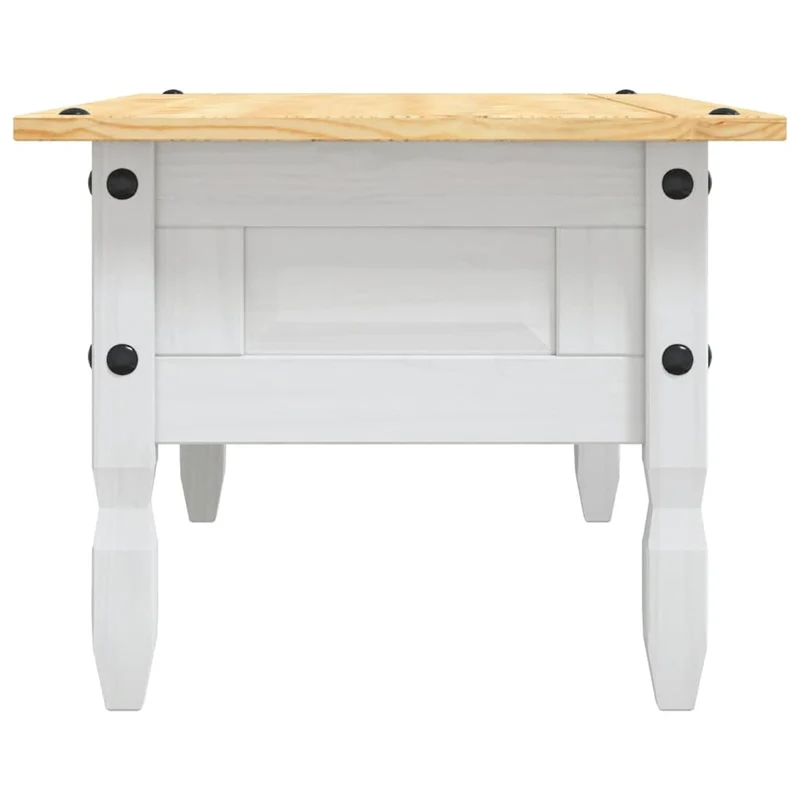 Table basse avec tiroir design rustique classique 100 x 55 x 44 cm bois de pin massif blanc DEC039907
