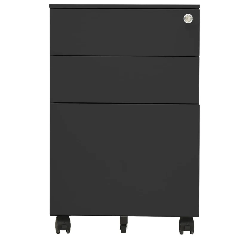 Caissons à tiroirs meuble de bureau sur roulettes 3 tiroirs 39 x 45 x 60 cm acier anthracite DEC024558