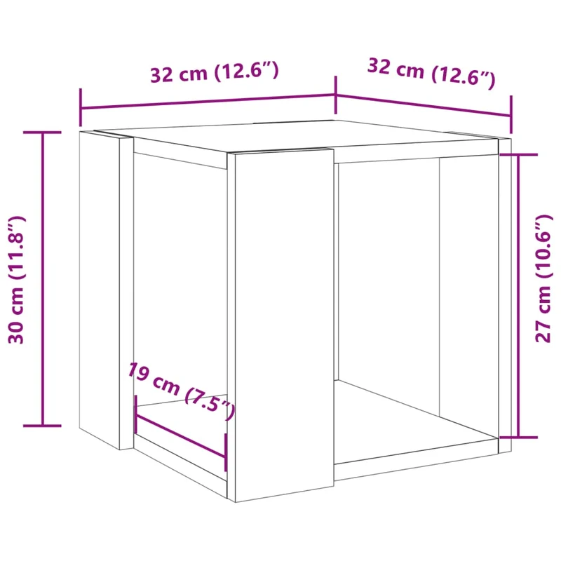 Table d'appoint simple 32 x 32 x 30 cm bois d'ingénierie gris DEC040008