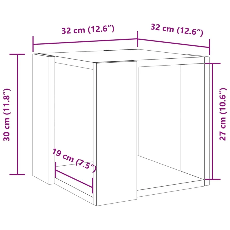 Table d'appoint design intemporel 32 x 32 x 30 cm bois d'ingénierie couleur chêne DEC038928