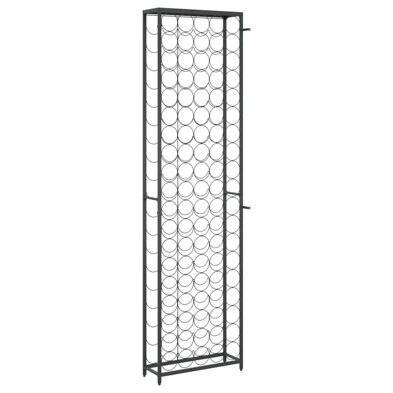 Casier range bouteilles étagère de rangement vin de 95 bouteilles 54 x 18 x 200cm fer forgé noir DEC024281