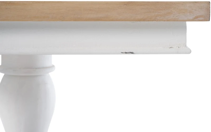Table à manger carrée en bois shabby-chic nature blanc – Structure robuste – 70 × 70 cm 10_0009246