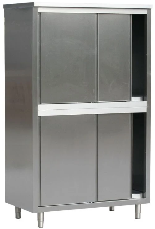Armoire de rangement inox à portes coulissantes pour cuisine