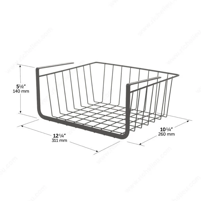 Panier sous étagère en fil métallique – Graphite