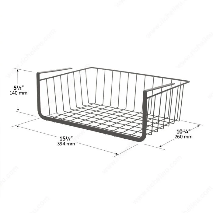 Panier sous étagère en fil métallique – Graphite