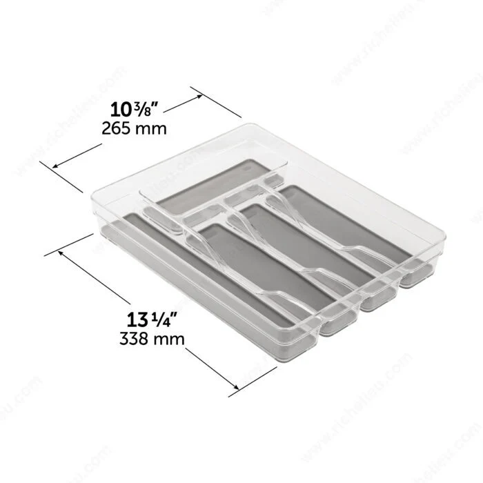 Organisateur de tiroir 5 compartiments – Transparent/Gris