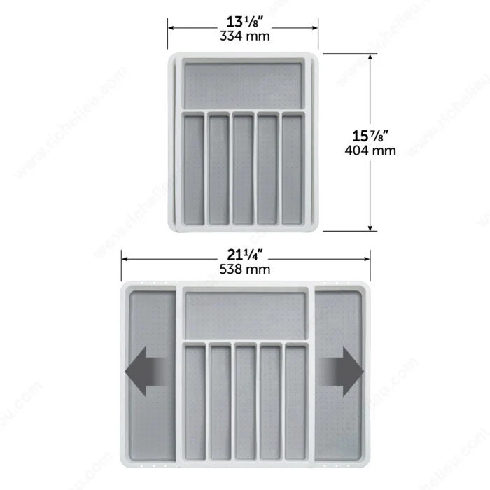 Organisateur de tiroir réglable 6–8 compartiments – Blanc/Gris