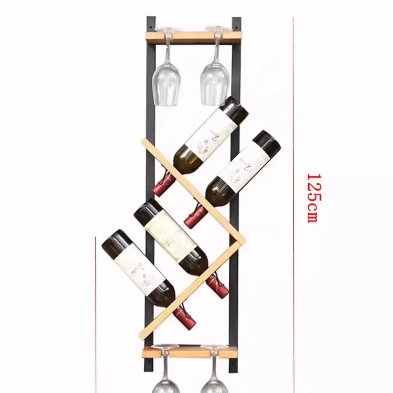 Porte-bouteille mural zigzag 5 Bouteilles + Verres